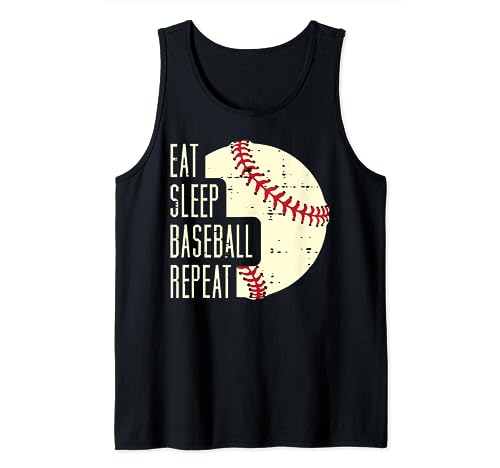 Eat Sleep Baseball Repeat Funny Sports Boys Men Teens Camiseta sin Mangas