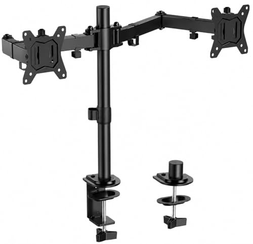 WB West Bayou Dual Monitor Stand Adjustable Monitor Mount for 1332 Inch Screens Dual Monitor Arms for Desk Hold Up to 22 lbs Each Fits VESA 75/100mm with Clamp & Grommet Base