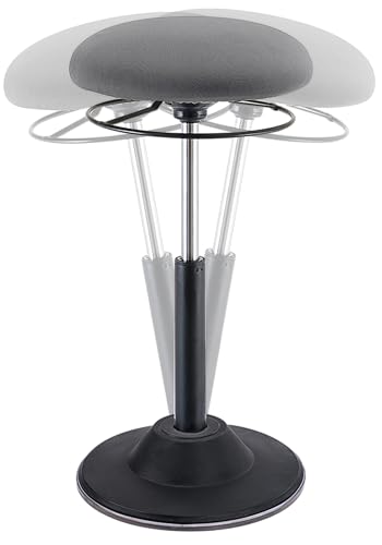 Image of KORE Design Office Adjustable Pivot Stool Round Seat, Ergonomic Home Office Chair, Comfortable Adult Wobble Computer Desk Chairs, Ideal for Active Sitting, Work, Study, 22 inch-30 inch, Grey Fabric