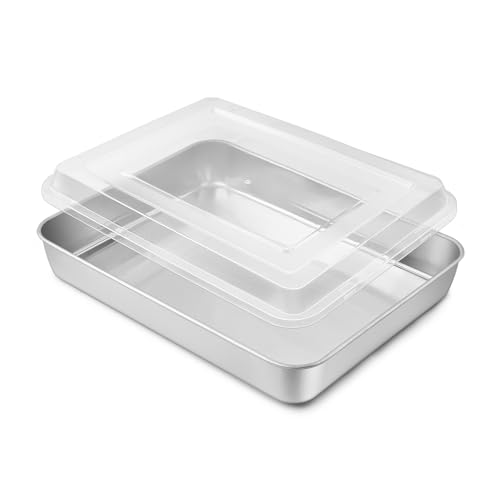Backblech, Onader Edelstahl Rechteckige Auflaufform kuchenform mit Luftdichtem Deckel, Tiefes ofenblech kuchenblech zum Backen Servieren, Spülmaschinenfest -...