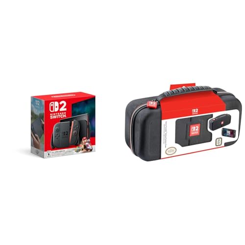 Image of Nintendo Switch 2 + Mario Kart World Bundle with Game Traveler Deluxe System Case, 12-Game Storage