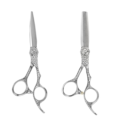 Juego de Tijeras de peluquería Profesional: Tijeras para Cortar el Cabello, Herramientas de Corte de precisión para Flequillo y Capas, Kit de Tijeras de barbero de Acero Inoxidable, A (A + B)