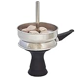 ATIN Shisha Silikon-Kopfschale und Metall-Kohle-Tablett, Shisha Hookah Metall Holzkohle Pfanne Tablett mit Silikonschale & Kohlekopf Topf