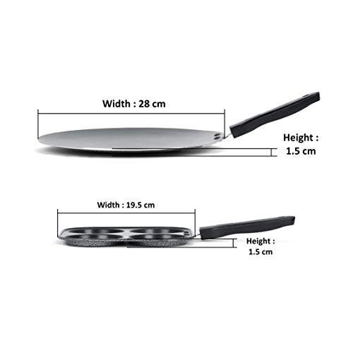 Image of Sumeet NonStick Srebrna Cookware Set (Conceve /Roti Tawa - 28Cm Dia + Mini Multi Snack Maker - 4 Cavity -19.5cm)