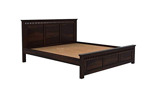Image of Wooden King Size Bed Without Storage Solid Wood Foldable for Bedroom | Wooden Folding Cot King Size Bed Frame (King Size, Walnut Finish, 1 Piece)