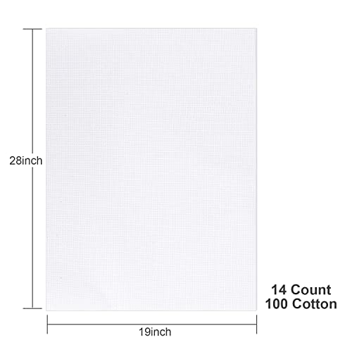 Image of Aida Cloth 14 Count Cross Stitch Fabric,19x28inch (14CT, White)