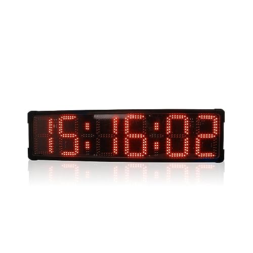 PETBON Grande Horloge numérique à Compte à rebours à LED 8 Pouces 6 Chiffres Marathon Horloge Double Face Grande Horloge extérieure LED étanche horloges en Temps réel (Color : Red Double-Sided)