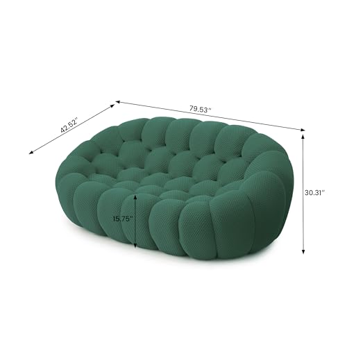 WJShome Bubble Sofa Couch,79.53'' Modern Curved Sofas for Living Room, 2 Seater LoveSofa Lazy Floor Sofa, Large Bean Bag Chair,Deep Seat Floor Sofas Chair Lounge for Office, Apartment,Green