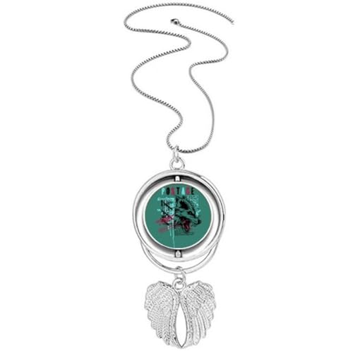 Collier pendentif ailes d'ange et loup graffiti de rue en acier inoxydable style urbain homme