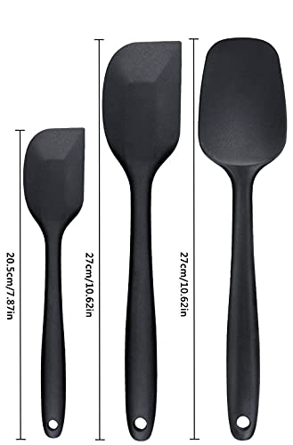 Image of Baskety Silicone Spatula 3-Piece Set, High Heat-Resistant (UP to 480F), Non-Stick Spatulas with Stainless Steel Core Mixing Cooking & Baking Black