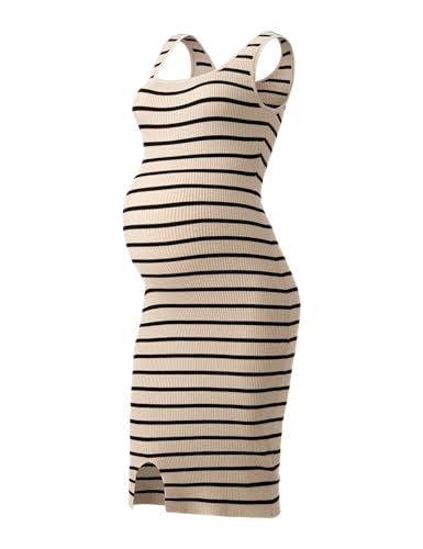 SUNNYBUY Vestido feminino listrado para gestante, verão, regata, ...