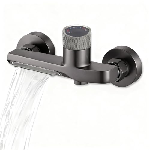 LNSYSNS Mitigeur Baignoire, Sortie en Cascade Mitigeur Bain Douche, 2 Sorties D'eau Robinets de Douche et de Baignoire, Température Réglable, pour Baignoire et Douche de Salle de Bain