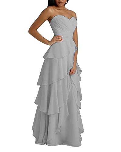 Robe de demoiselle d'honneur col cœur argenté pour cérémonie de mariage chic et grande soirée 52