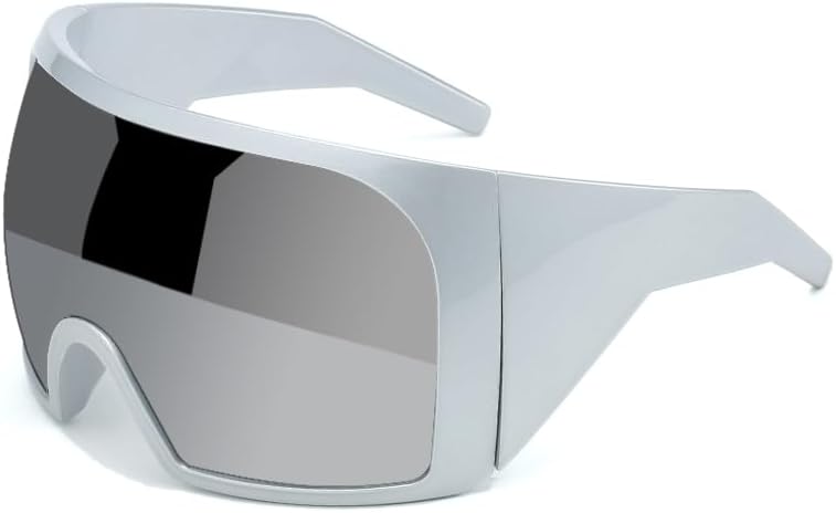 Wrap Around Oversized Sunglasses for Women Men Cool Futuristic Rave Trendy Sunglasses Big Curved Shield Sun Glasses