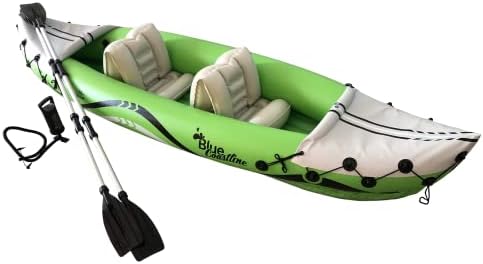 Bluecoastline Inflatable Kayak 2 Person, Fishing Kayaks for Adults, Portable Tandem Kayak 353lbs Capacity, Includes Paddle, Pump for Inflatable Boats…