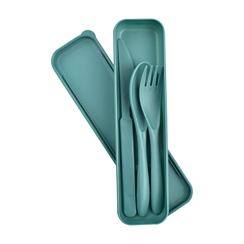 Cuayaes Couvert Plastique Reutilisable avec étui, Couvert Camping Portable Couvert de Voyage, Ensemble de Couverts Pique Nique pour Lunch Box, école ou Usage...