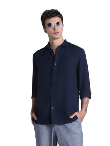 Image of Jack & Jones Men's Linen Solid Slim Fit Shirt