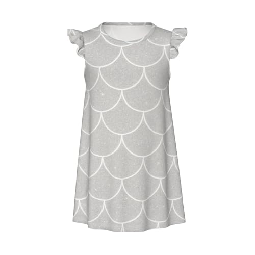 Augenstern Flutter Sleeve Nightgown Pajama Gown Silver Fish Scales Easy Pull-On Sleepwear Nightdress