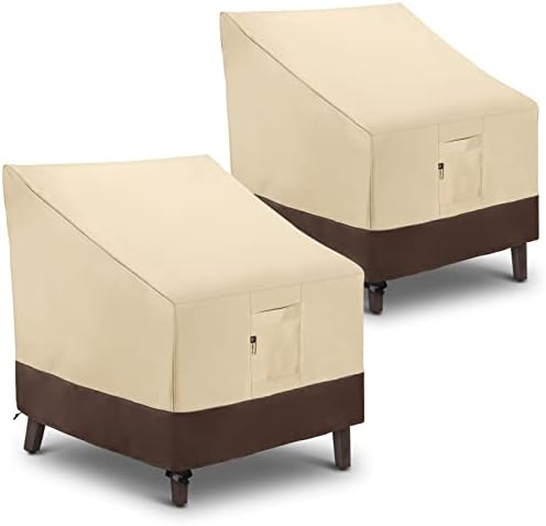Arcedo Outdoor Chair Covers 2 Pack, Waterproof Patio Chair Covers for Outdoor Furniture, Deep Seat Lounge Lawn Chair Cover, 37" L x 40" W x 30" H, Beige & Brown