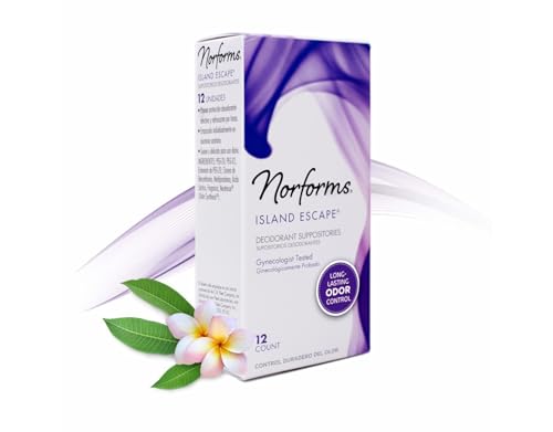 Image of Norforms Feminine Deodorant Suppositories, Long Lasting Odor Control, Island Escape Scent, 12 Count (Pack of 3)