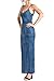 Standards & Practices Modern Women's V-Neck Indigo Tencel Denim Slip Maxi Dress Size S