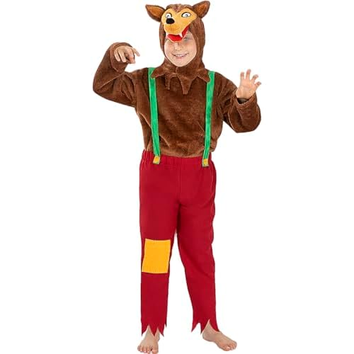 Funidelia | Disfraz de Lobo feroz para niño y niña Animales, Hombre Lobo, Lobo Feroz - Disfraz para niños y divertidos accesorios para Fiestas, Carnaval y Halloween - Talla 3-4 años - Marrón