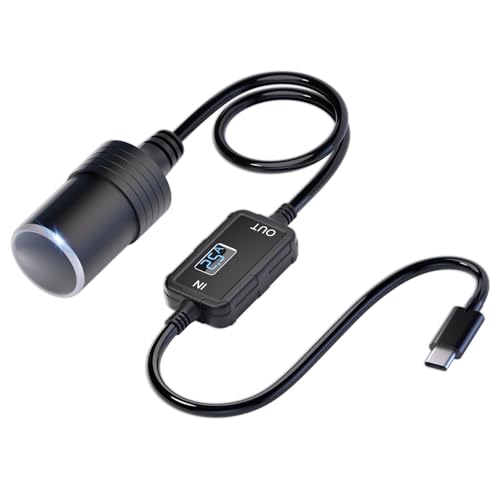 USB C to 12V Cigarette Lighter Adapter: Max 36W USB C Male to Car Cigarette Lighter Female Socket Type C Converter Power Cable PD3.0 for Dash Cam GPS Recorder Power Bank Led Light Strips