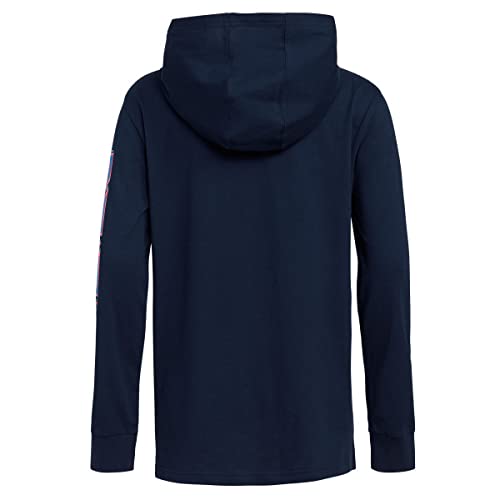 adidas Boys' Long Sleeve Cotton Jersey Hooded T-Shirt Tee (Large, Collegiate Navy Galaxy)