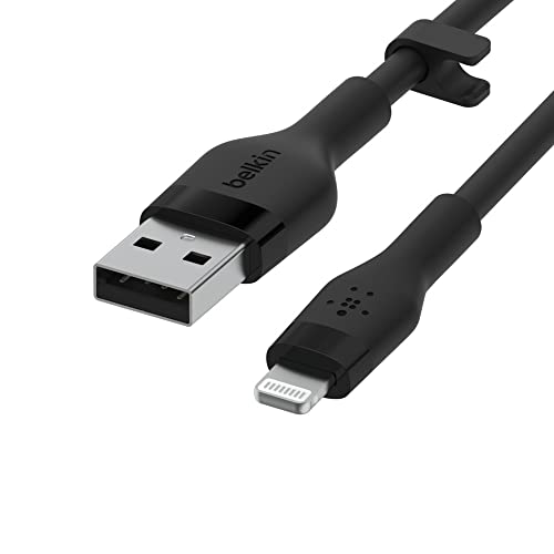 Image of Belkin BoostCharge Flex Silicone USB Type A to Lightning Cable (2M /6.6FT), MFi Certified Charging Cable for iPhone 14 /14 Plus, 13, 12, Pro, Max, Mini, SE, iPad and More - Black