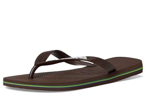 Image of Havaianas mens Brazil Logo Sandal Dark Brown /White