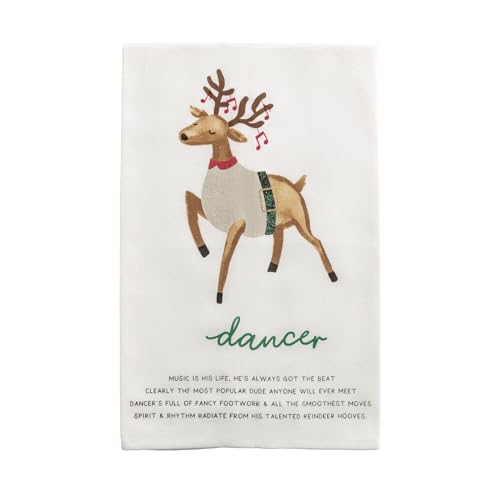 Mud Pie Christmas Dancer Reindeer Poem Towel