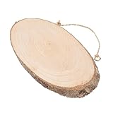 STOBOK 2piezas Plaquetas De Rodajas De Madera Ovaladas Con Ganchos y Cuerda Para Decoración Diy y Manualidades Color Madera Natural