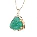 2017 Luck Happy Green Jade Buddha Pendant AAA CZ Laughing Buddha Statue Necklace Pendant (18K Gold Plated)