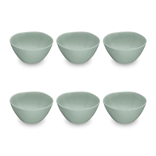 Image of Abode Homewares TarHong Organic Wheat Polypro Bowl, Microwaveable, Shatterproof, Indoor/Outdoor, 5.9" x 2.6", Sage Green, Set of 6