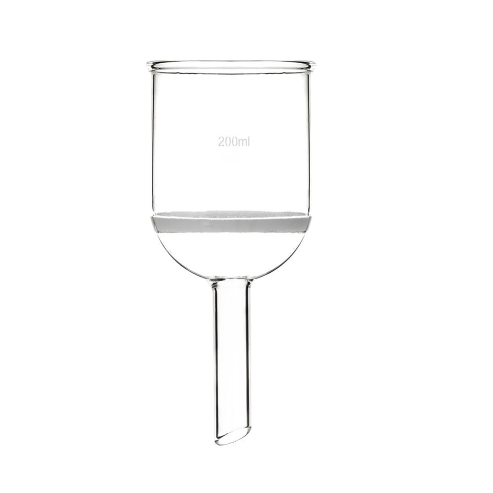 Embudo de vidrio 200 ml con filtro grueso arena, tubo goteo recto, cristalería laboratorio Equipamiento de laboratorio