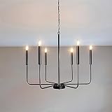 Farmhouse Chandelier Light Fixtures Ceiling Hanging 6 Lights Modern Candle Matte Black Ceiling Light
