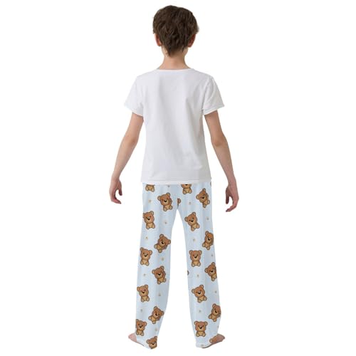 ZZKKO Cute Brown Bear Cartoon Boys Pants for Kids Jogger Pants with Pockets S-XL3
