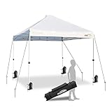 EzyFast Pro Commercial Pop Up Canopy Tent, Patented Umberlla Structure Instant Shelter, One Push Up Heavy Duty Portable Shade with Wheeled Carry Bag (10'x10', Commercial White)