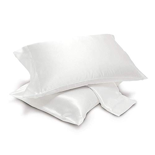 Pack Of 2 Satin Pillowcases For Hair And Skin, Satin Pillow Cases Set Of 2 Pillow Cover With Envelop Closure (Standard/Queen, White) #TOP2