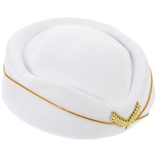 NOLITOY Chapeau De Performance Chapeaux D'hôtesse De L'air En Feutre Accessoires De Costume D'hôtesse De L'air Déguisement Hôtesse De L'air Chapeau Mauni Manquer