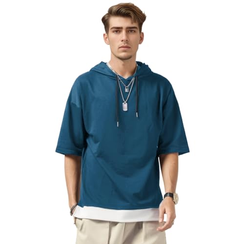 Men's T-Shirt, Summer Short Sleeve Hoodie T-Shirt Casual Pullover Sweatshirt2