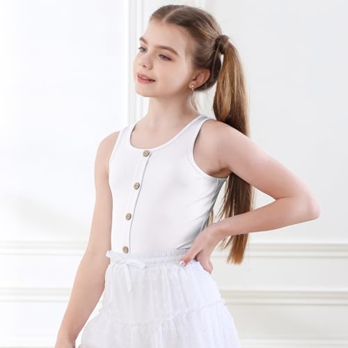B&GCozy Girls Crop Tops Cute Button Shirt Sleevelss Yoga Dance 6-15 Year4