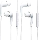 Two(2) Samsung 3.5mm Premium Sound/Stereo Earbud Headphones with Remote and Mic for Galaxy S4 S5 S6 Note 3 4 and Two (2) Cable Ties Cable Organizer Bundle Package (Bulk Packing) by Ensales