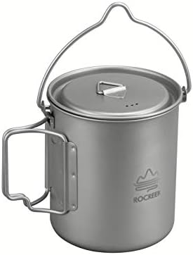 ROCREEK Titanium 750ml Pot with Bail Handle Ultralight for Outdoor Backpacking Hiking Camping