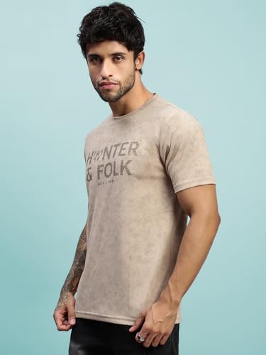 Image of Lux Nitro Men's Cloud Burst Printed Half Sleeve T-Shirt | Cotton Blend Round Neck Tee | Regular Fit Casual Wear