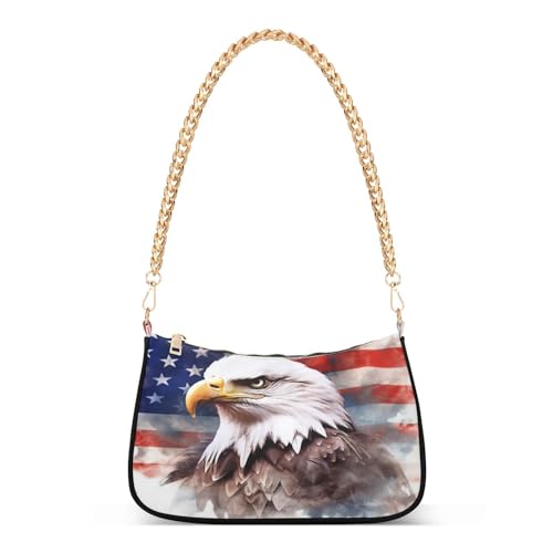 Image of Shoulder Bags for Women American US Flag Independence Day Patriotic Hobo Tote Handbag Small Clutch Purse with Zipper Closure
