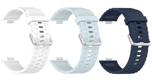 [SHEAWA] for HUAWEI WATCH FIT 4 Pro/4/3 �o���h �x���g 3�_ �����o���h �V���R�� �ւ��x���g �X�g���b�v �݊��i �A�N�Z�T���[ (�z���C�g+���C�g�u���[+�~�b�h�i�C�g�u���[