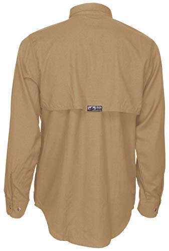 Image of MCR Safety Summit Breeze SBS1003LT Flame Resistant 5.5oz Inherent Blend Shirt, Underarm /Back Vents, Men's Work Shirt, Large Tall, Tan