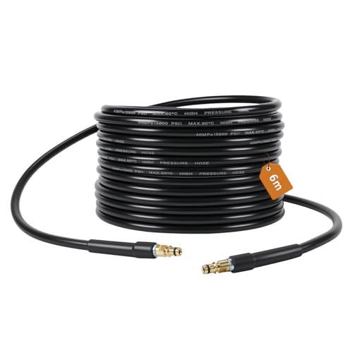 6M High Pressure Washer Replacement Hose for Karcher K Series K2 K3 K4 K5 K6 K7 High-Pressure Reinforced Hose with Quick Click Plug Connector Jet Wash Pipe Cleaning Car Road Garden