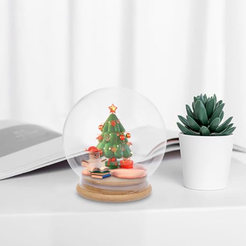 Cúpula de cristal con base de bambú OSALADI para flores preservadas 6